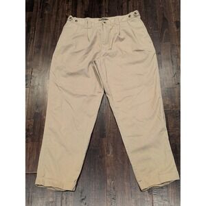 Dockers‎ Khaki Pants Mens 34x30 Beige Pleated Cuffed Chino Suspender Buttons